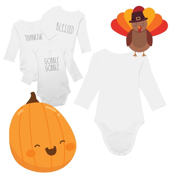🎃Rae Dunn Gobble Gobble, Thankful, Blessed Baby Bodysuits - Picture 6 of 9